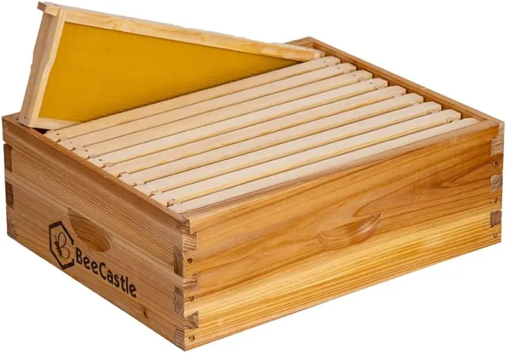 10-Frame Medium Langstroth Honey Super — Wax-Dipped Cedar Box (Unassembled)